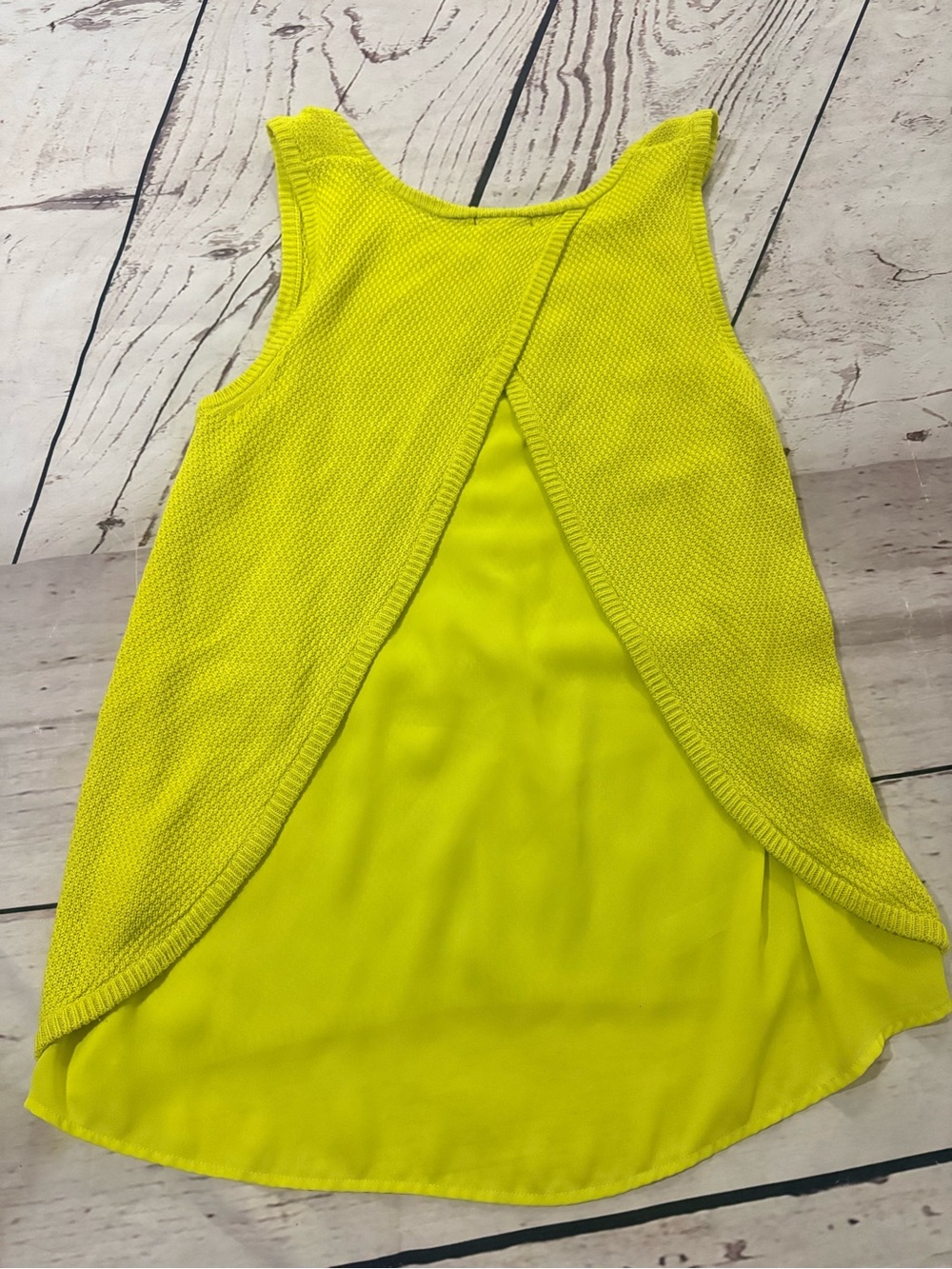 Women's chartreuse Sleeveless Layered Knit-Back Tank Top apt 9 medium